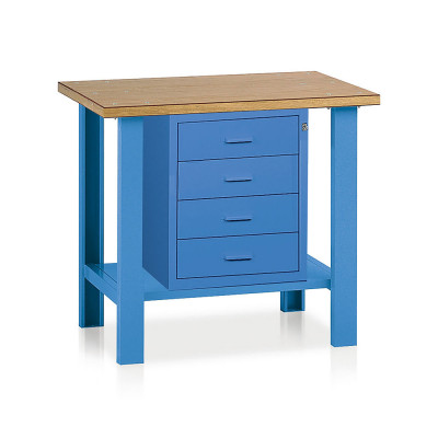 BT335B Banco legno 1 cassettiera mm 1000x750x900h. Blu