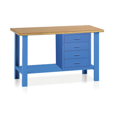 BT336B Banco legno 1 cassettiera mm 1500x750x900h. Blu
