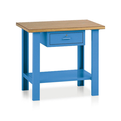 BT333B Banco legno 1 cassetto mm 1000x750x900h. Blu