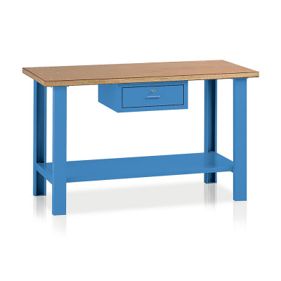 BT352B Banco legno 1 cassetto mm 1500x750x900h. Blu