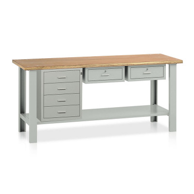 Banco legno 2 cassetti 1 cass.ra mm 2000x750. Grigio