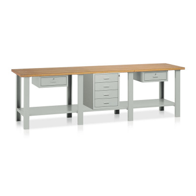 Banco legno 2 cassetti 1 cass.ra mm 3000x750. Grigio