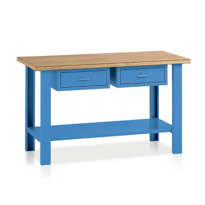 BT420B Banco legno 2 cassetti mm 1500x750x900h. Blu