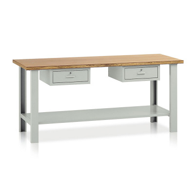 Banco legno 2 cassetti mm 2000x750x900h. Grigio
