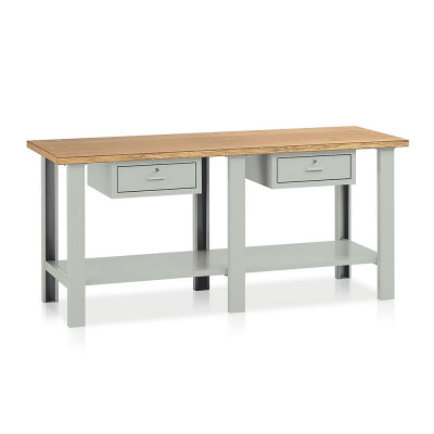 Banco legno 2 cassetti mm 2000x750x900h. Grigio