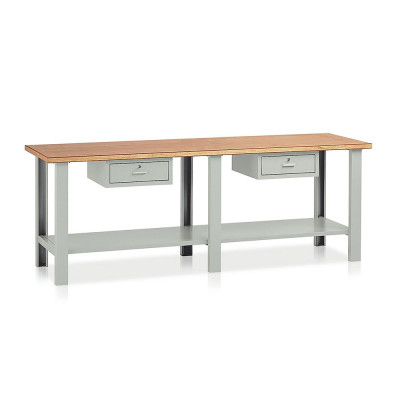 Banco legno 2 cassetti mm 2500x750x900h. Grigio