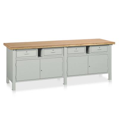 Banco legno 2 vani 4 cassetti mm 2500x750x900h. Grigio