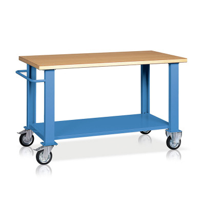 BT439B Banco legno 4 ruote mm 1500x750x900h. Blu