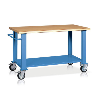 Banco legno 4 ruote mm 2000x750x900h. Blu