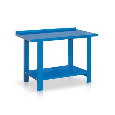 Bench with top in sheet metal mm. 1000Lx670Dx860H. Blue.