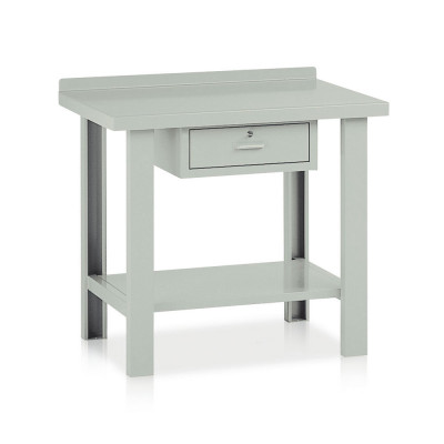 Bench with top in sheet metal and 1 drawers mm. 1000Lx750Dx885H. Grey.