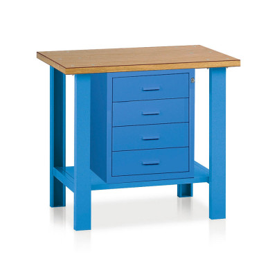 Bench with wooden top and chest of drawers mm. 1000Lx750Dx900H. Blue.