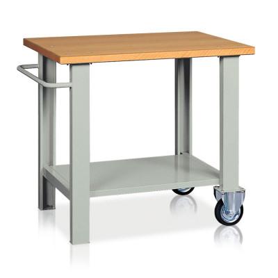Bench with wooden top, 2 wheels mm. 1000Lx750Dx900H. Grey.