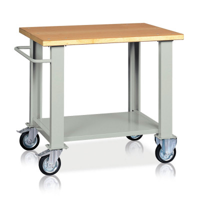 BT436 Bench with wooden top, 4 wheels mm. 1000Lx750Dx900H. Grey.