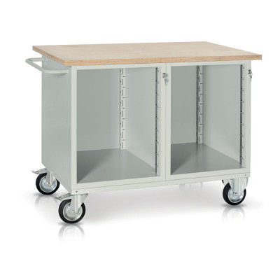 Bench with birch top and 2 drawer units to be equipped mm. 1200Lx750Dx940H. Grey.
