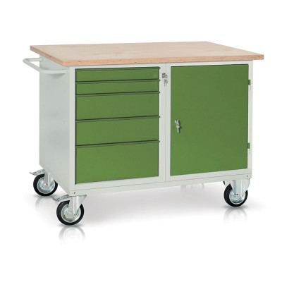 Bench with top and 1 chest with drawers mm. 1200Lx750Dx940H. Grey/green.