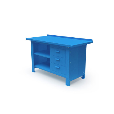 Panelled top with top in sheet metal mm. 1500Lx670Dx860H. Blue.
