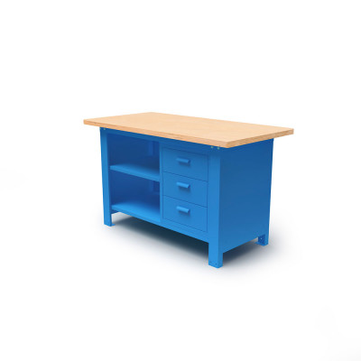 Panelled top with wooden top mm. 1500Lx750Dx880H. Blue.