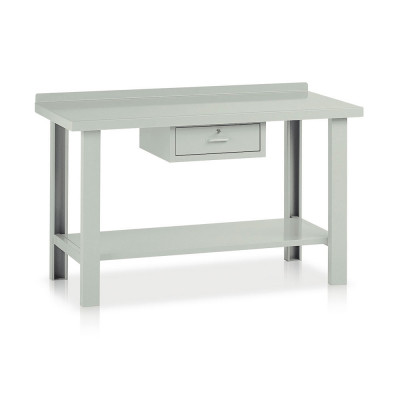 BL356 Bench with top in sheet metal and 1 drawers mm. 1500Lx750Dx885H. Grey.