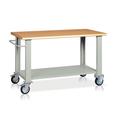 Bench with wooden top, 4 wheels mm. 1500Lx750Dx900H. Grey.