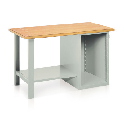 Bench with wooden top, 1 drawer unit to be equipped mm. 1500Lx750Dx900H. Grey.