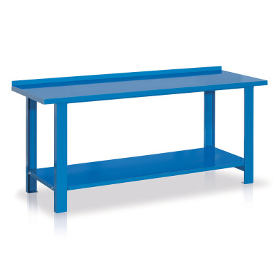 Bench with top in sheet metal mm. 2000Lx670Dx860H. Blue.