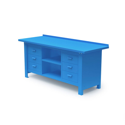 Panelled top with top in sheet metal mm. 2000Lx670Dx860H. Blue.