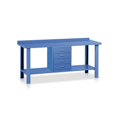 BL419B Workbench with top in sheet metal 1 chest of drawers mm. 2000Lx750Dx885H. Blue.