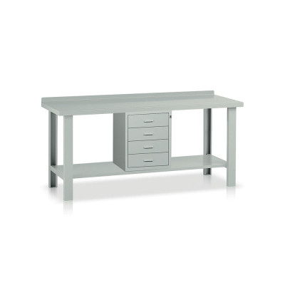 BL419 Workbench with top in sheet metal 1 chest of drawers mm. 2000Lx750Dx885H. Grey.