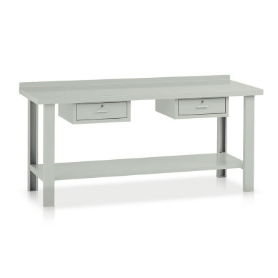 BL424 Bench with top in sheet metal and 2 drawers mm. 2000Lx750Dx885H. Grey.
