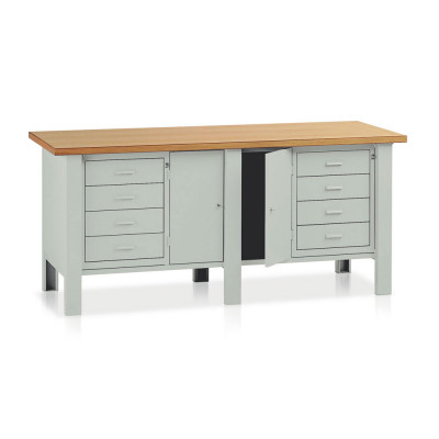 BT430 Bench with wooden top and 2 drawers mm. 2000Lx750Dx900H. Grey.