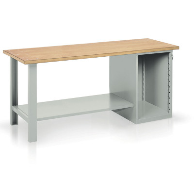 Bench with wooden top, 1 drawer unit to be equipped mm. 2000Lx750Dx900H. Grey.