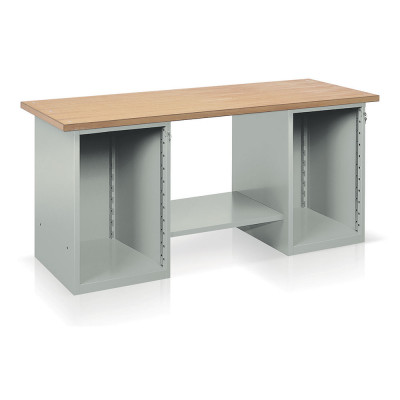 Bench with wooden top, 2 drawers to be equipped mm. 2000Lx750Dx900H. Grey.