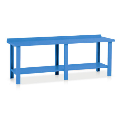 Bench with top in sheet metal mm. 2500Lx750Dx885H. Blue.