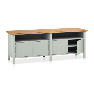 Bench with wooden top and 2 compartments mm. 2500Lx750Dx900H. Grey.