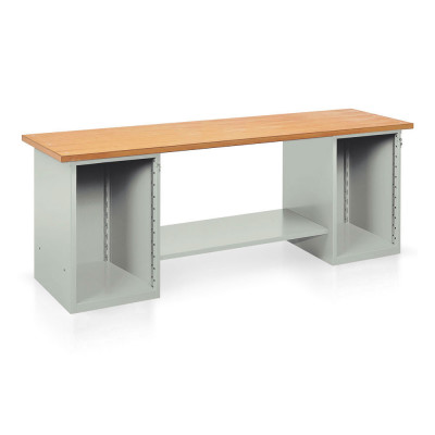 Bench with wooden top, 2 drawers to be equipped mm. 2500Lx750Dx900H. Grey.