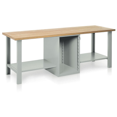 Bench with wooden top, 1 drawer unit to be equipped mm. 2500Lx750Dx900H. Grey.