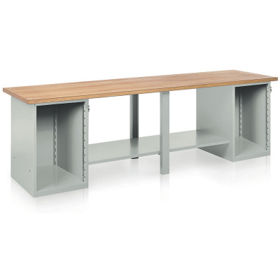 Bench with wooden top, 2 drawers to be equipped mm. 3000Lx750Dx900H. Grey.