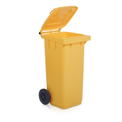 Bidone 120 lt. con ruote. Giallo
