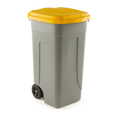 Grey bin yellow lid mm. 490Lx540Dx850H.