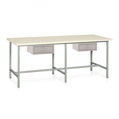 Table with laminate top and footrest mm. 2000Lx800Dx800H. Grey.