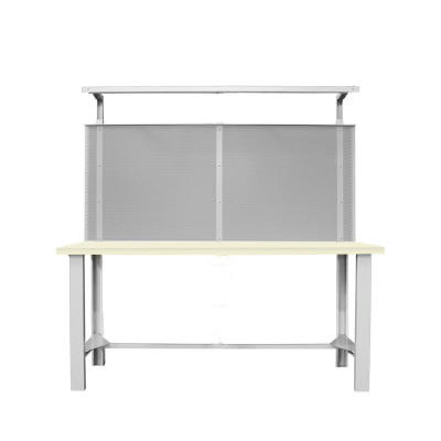 Banco con piano in laminato, pannello portachiavi e lampada. Mm 1500x840x890/1980h.