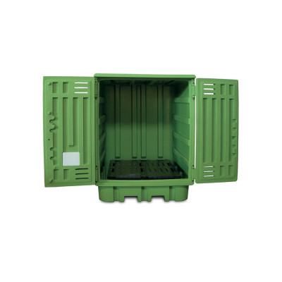 Polyethylene box mm. 1540Lx1600Dx2000H +100H. Green.