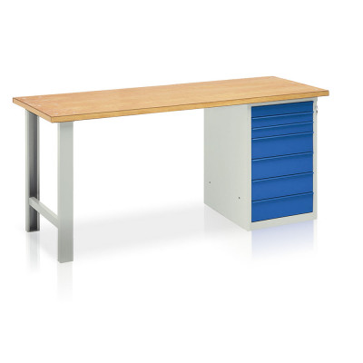 Banco con cassettiera mm 2000x750x900h. Grigio/Blu