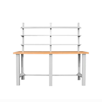 Banco con piano in legno e 3 mensole. Mm 2000x790x900/1800h