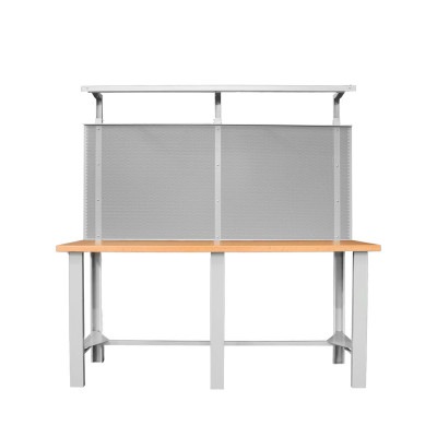 Banco con piano legno, pannello portachiavi e lampada. Mm 2000x790x900/1980h