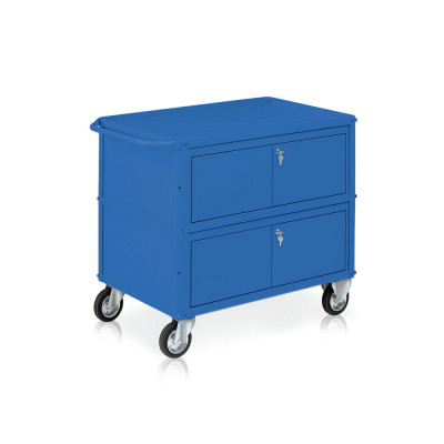 Carrello 3 vasche di mm 930x600 e 2 bauli. Blu