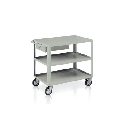 Trolley 3 trays, 1 box mm. 1040Lx600Dx865H. Grey.