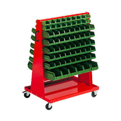 Trolley with 138 containers mm. 1010Lx690Dx1330H. Red.