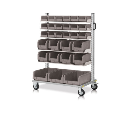 Trolley with 29 grey containers mm. 1025Lx615Dx1430H.
